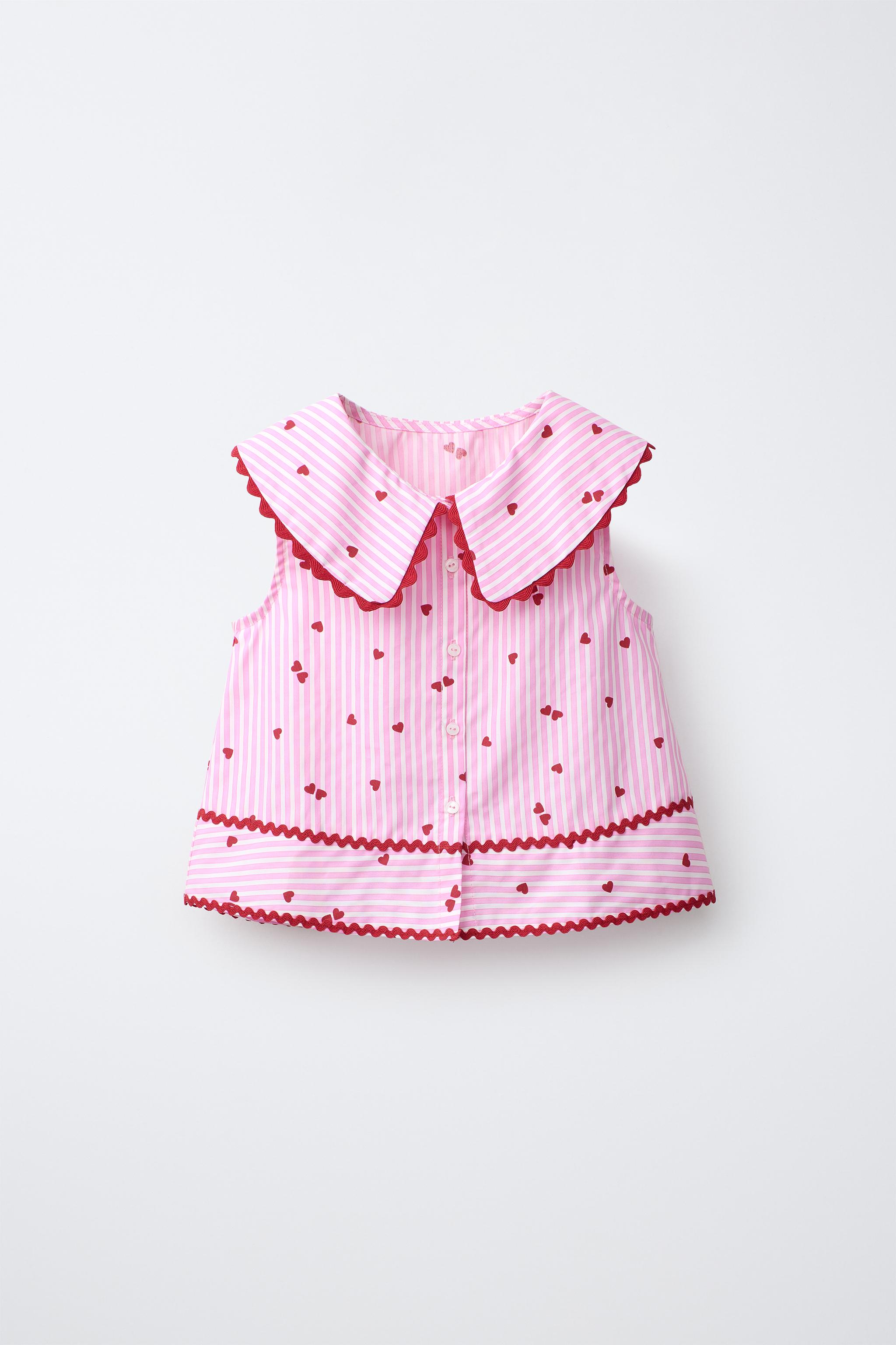 STRIPED AND HEART SHIRT — Pink