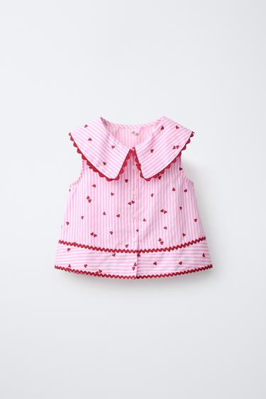 SKJORTE MED STRIBER OG HJERTER - rosa fra Zara - Billede 0