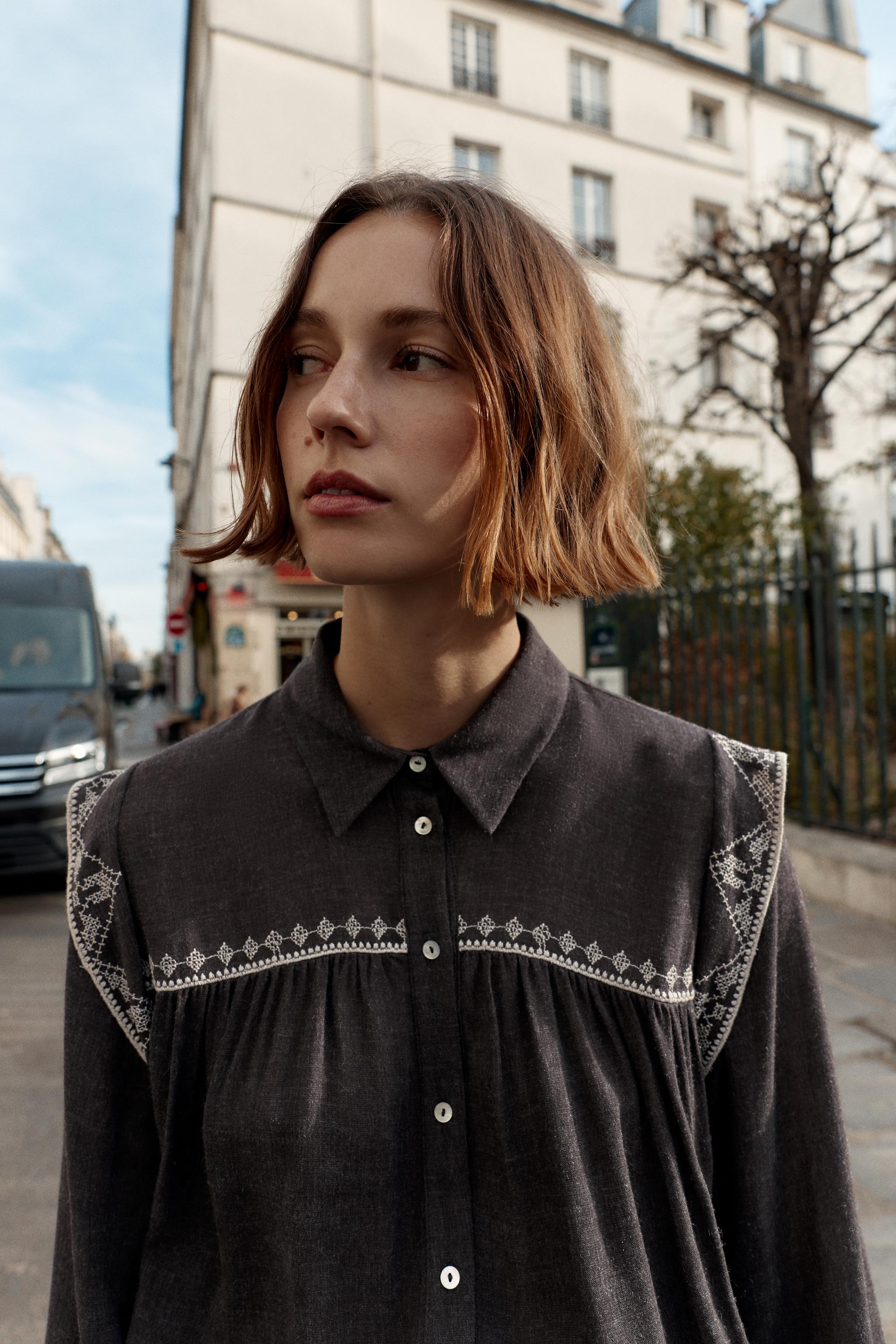 EMBROIDERED BLOUSE - Dark aubergine | ZARA South Africa