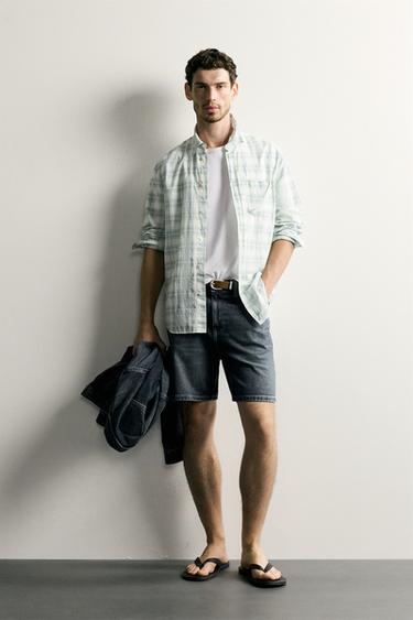 REGULAR FIT DENIM BERMUDA SHORTS - Blue by Zara