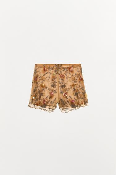BEAD AND SEQUIN SHORTS - LIMITED EDITION - Golden by Zara - Image 3