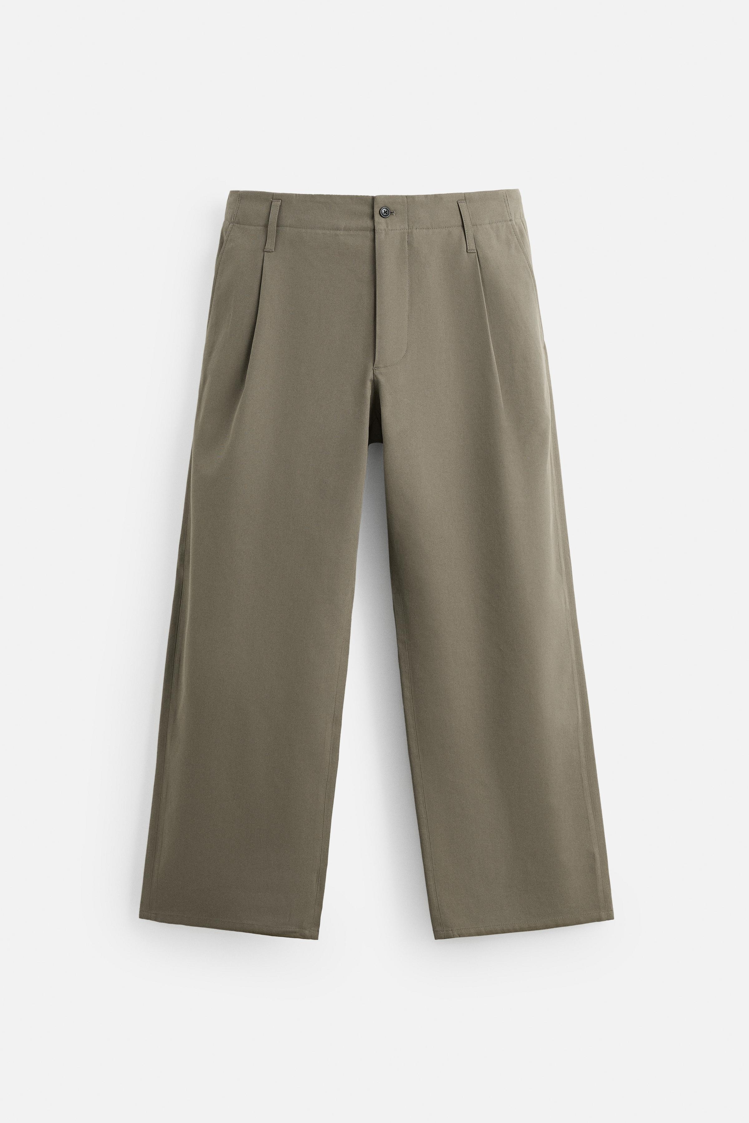 WIDE FIT COTTON-VISCOSE PANTS - Black | ZARA United States