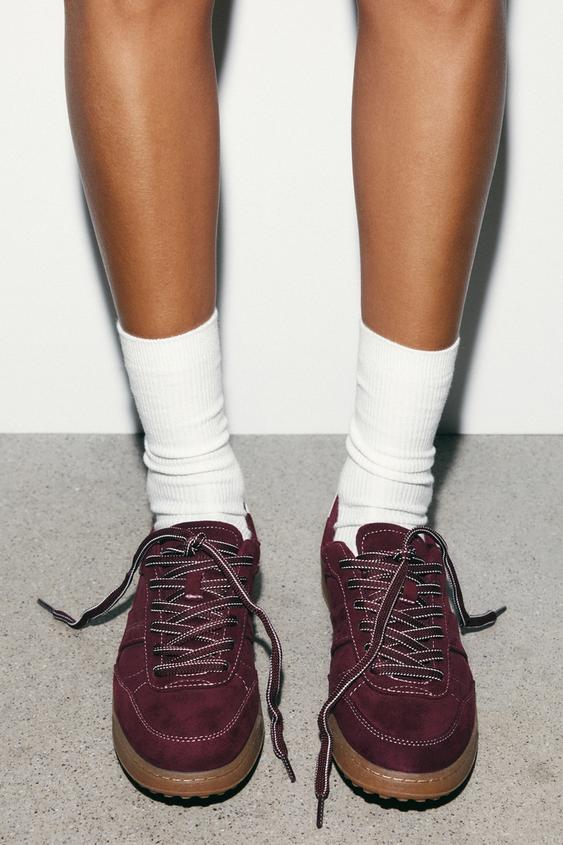 CONTRAST TRAINERS - Burgundy Red by Zara - Image 0
