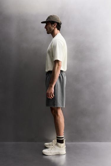 WASHED TRAINING JOGGER SHORTS - Grey / Blue by Zara - Image 3