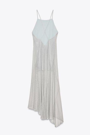 METALLIC THREAD MIDI DRESS - Silver by Zara - Image 8