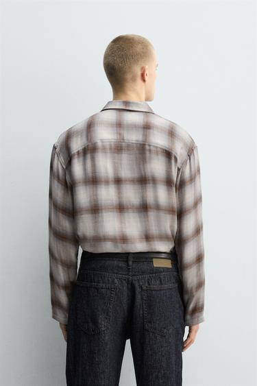 CHECK SHIRT WITH POCKET - Grey / Natural by Zara - Image 2