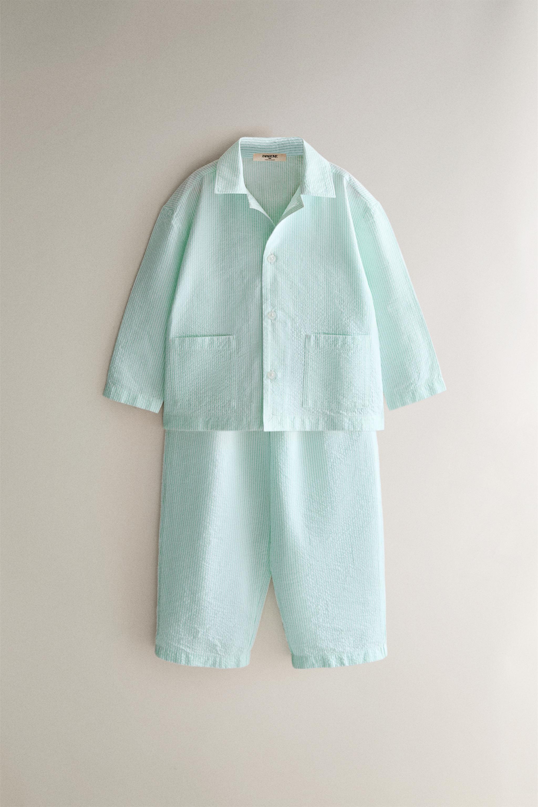CHILDREN'S STRIPED PYJAMAS — Ecru / Green