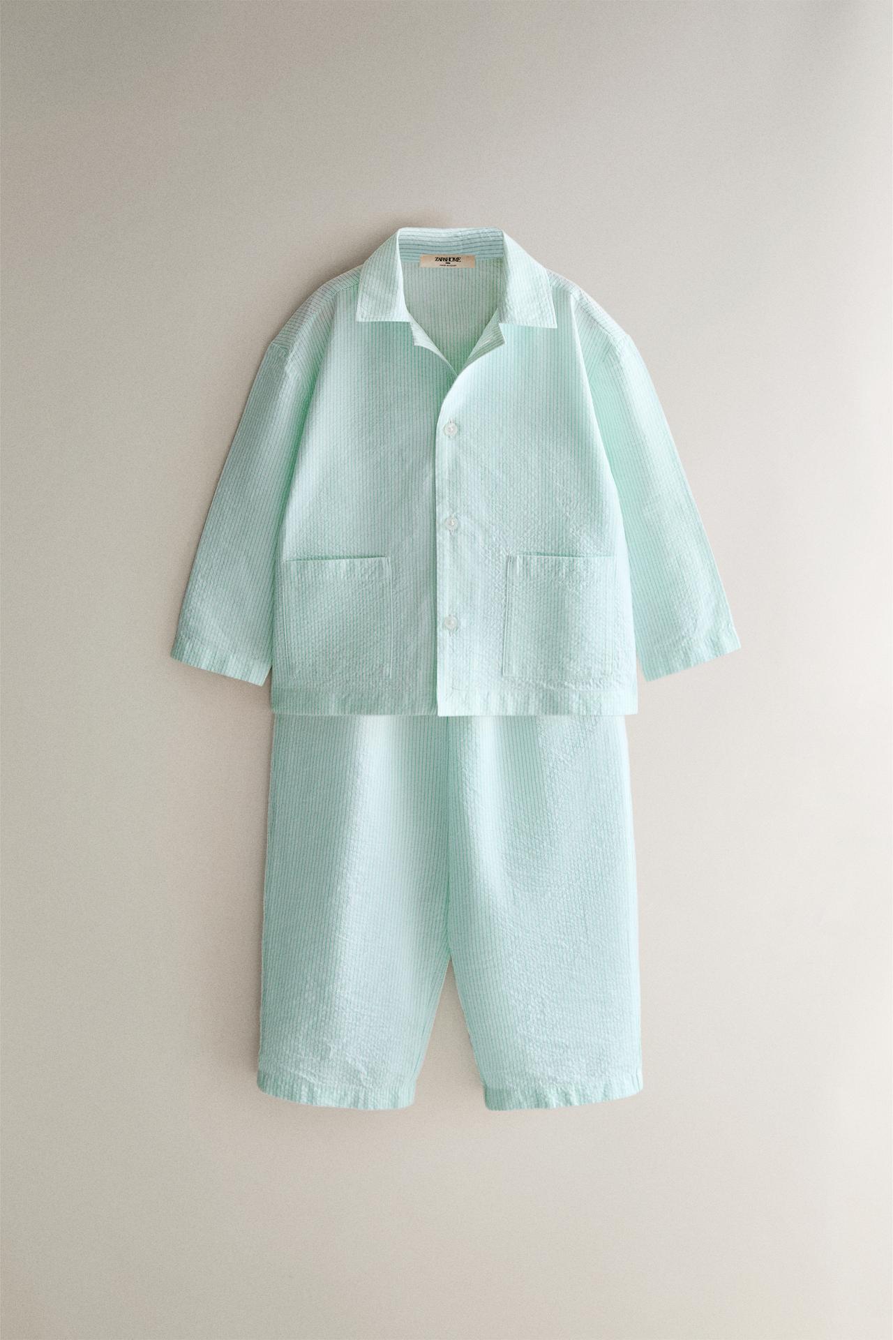 CHILDREN'S STRIPED PYJAMAS — Ecru / Green