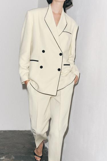 ZW COLLECTION TROUSERS WITH CONTRASTING TRIMS - Ecru by Zara - Image 1