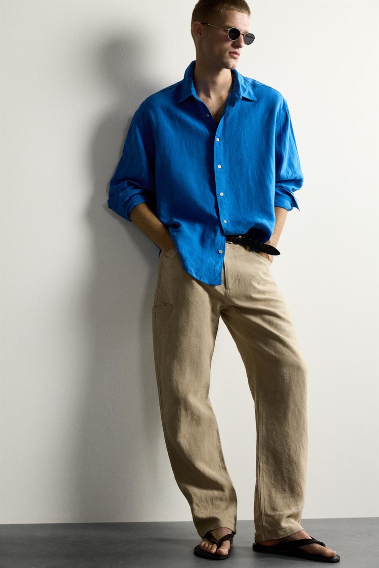 Camisa de lino 100% corte relajado 5