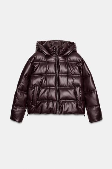 Zaras VADDERAD ANORAK I LÄDERIMITATION WATER REPELLENT WINDPROOF - Vinröd