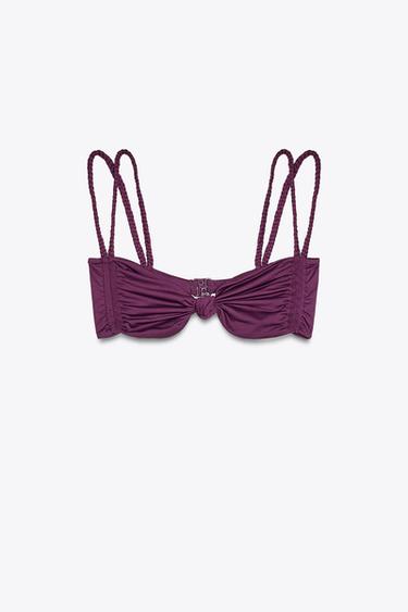 HAUT DE BIKINI À DOUBLE BRETELLES TRESSÉES - Prune de Zara - Image 3
