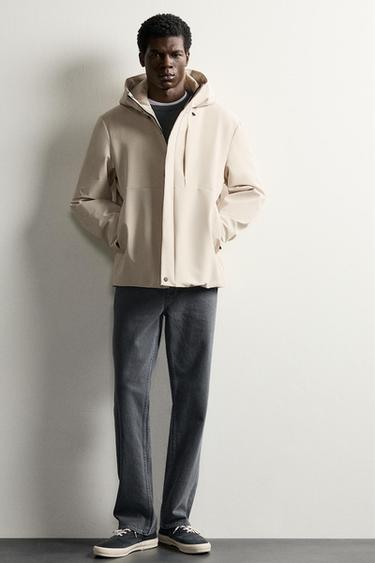 TECHNICAL WATER-REPELLENT HOODED JACKET — Oyster-white 2