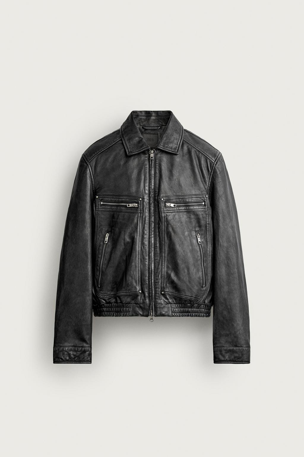Washed Leather Cropped Fit Jacket — Men's