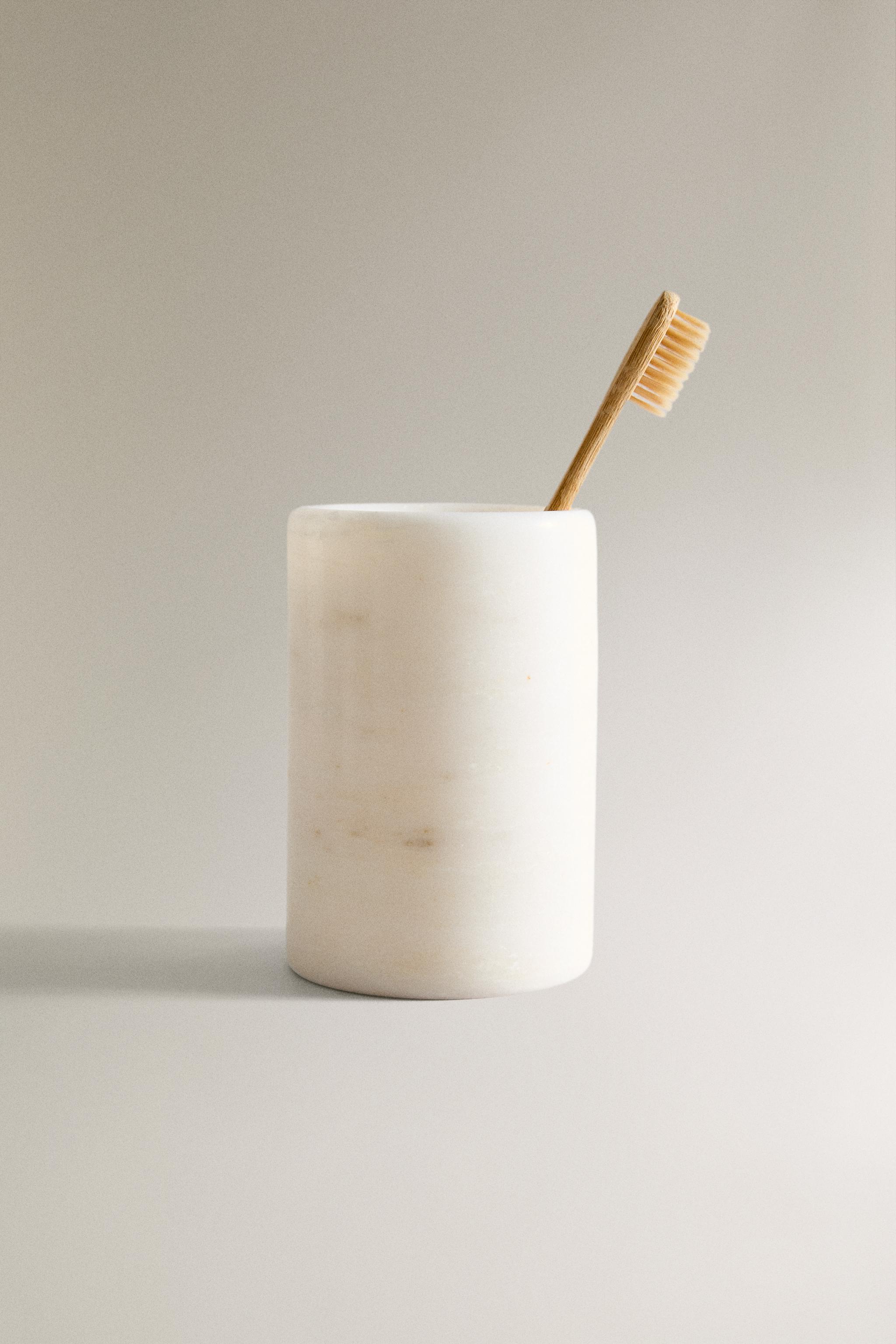 PORTE-BROSSES À DENTS MARBRE BLANC