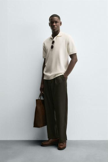 POLO-SHIRT REGULAR FIT MIT STRUKTURMUSTER - Cremefarben von Zara
