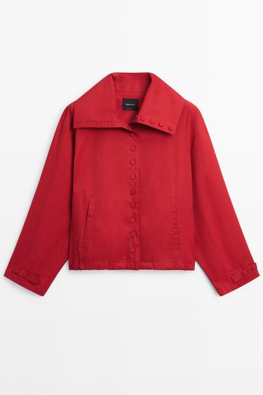 Chaqueta ligera detalle botones algodón - Rojo fuerte de Zara