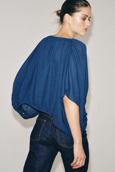 JERSEY GLOBO PUNTO - Azul / Índigo de Zara