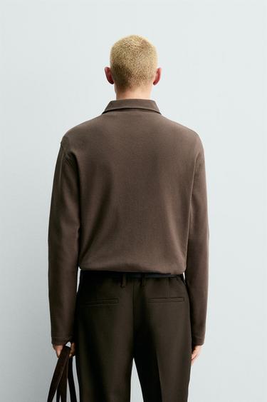 BRUSHED TEXTURED POLO SHIRT ORIGINS - Brown by Zara - Image 2