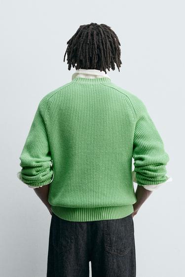 COTTON-CASHMERE TEXTURED SWEATER - Green by Zara - Image 2