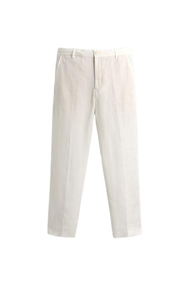 PANTALÓN TRAJE 100% LINO - Blanco roto de Zara
