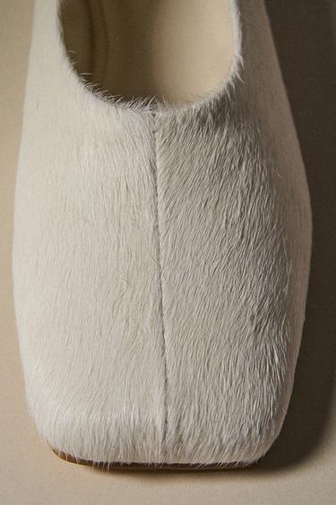 HAIR ON LEATHER BALLERINAS - Ecru White by Zara - Image 0