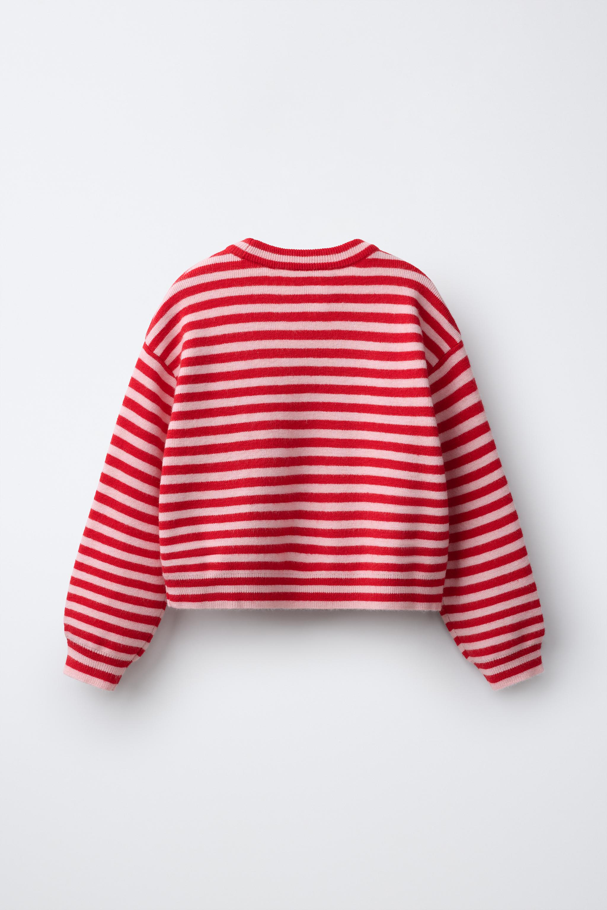 STRIPED KNIT JUMPER — Red
