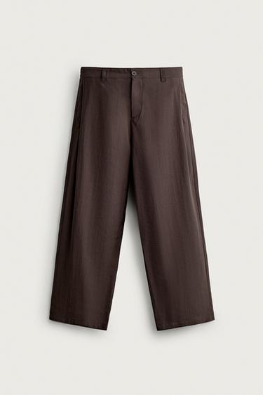 FLOWING TROUSERS WITH SIDE PLEATS - Brown by Zara