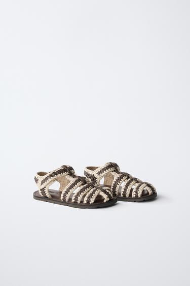 SANDALES STYLE PLAGE CROCHET - Marron de Zara - Image 1