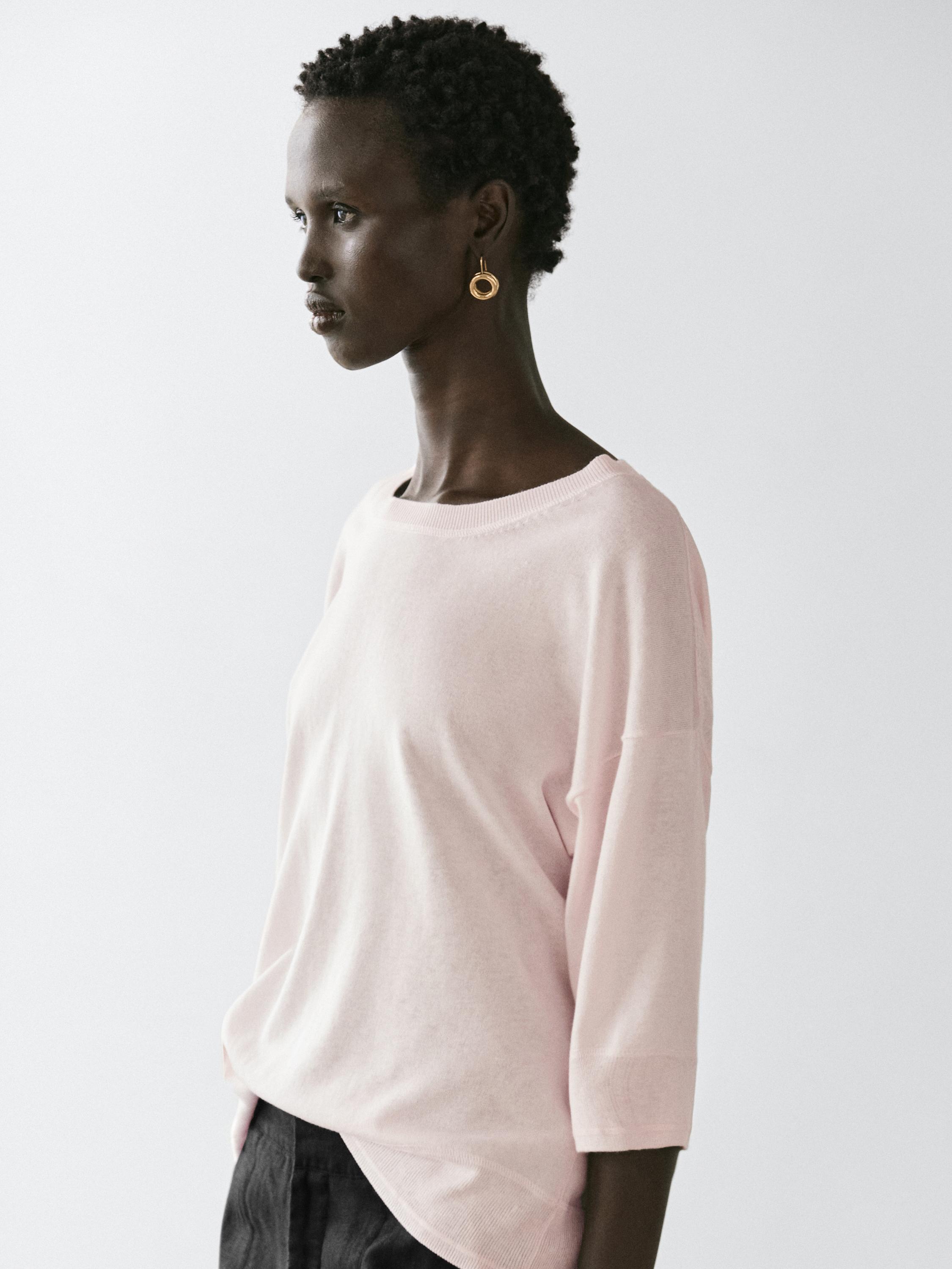 Cotton blend knit sweater