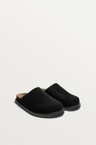 قبقاب جلد - أسود الخاص بـ Zara