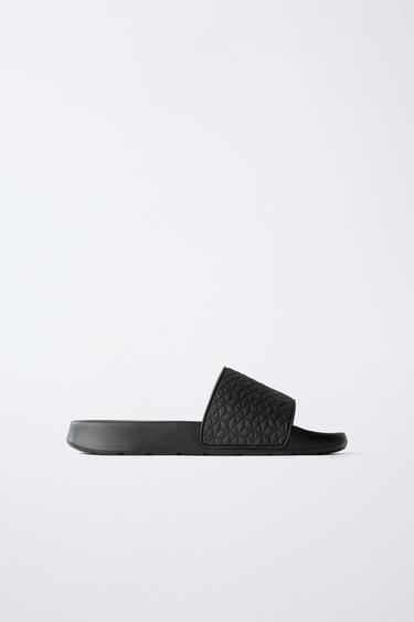 EMBOSSED SLIDERS - Black by Zara - Image 0