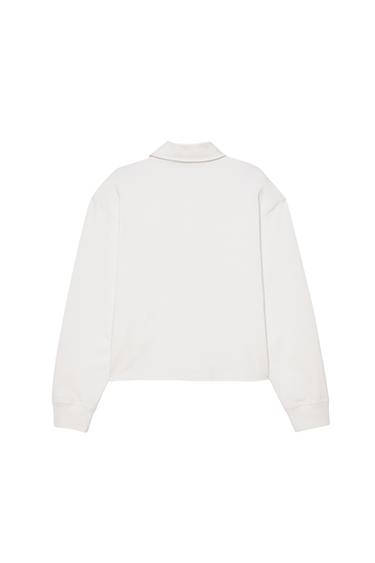 CROPPED FIT COTTON POLO SHIRT - Oyster-white by Zara - Image 3