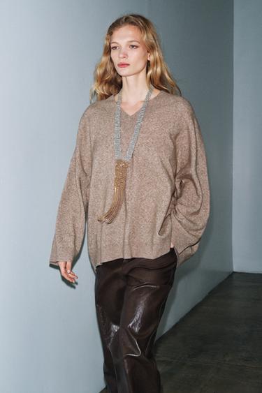 OVERSIZE WOOL JUMPER - Mink marl by Zara