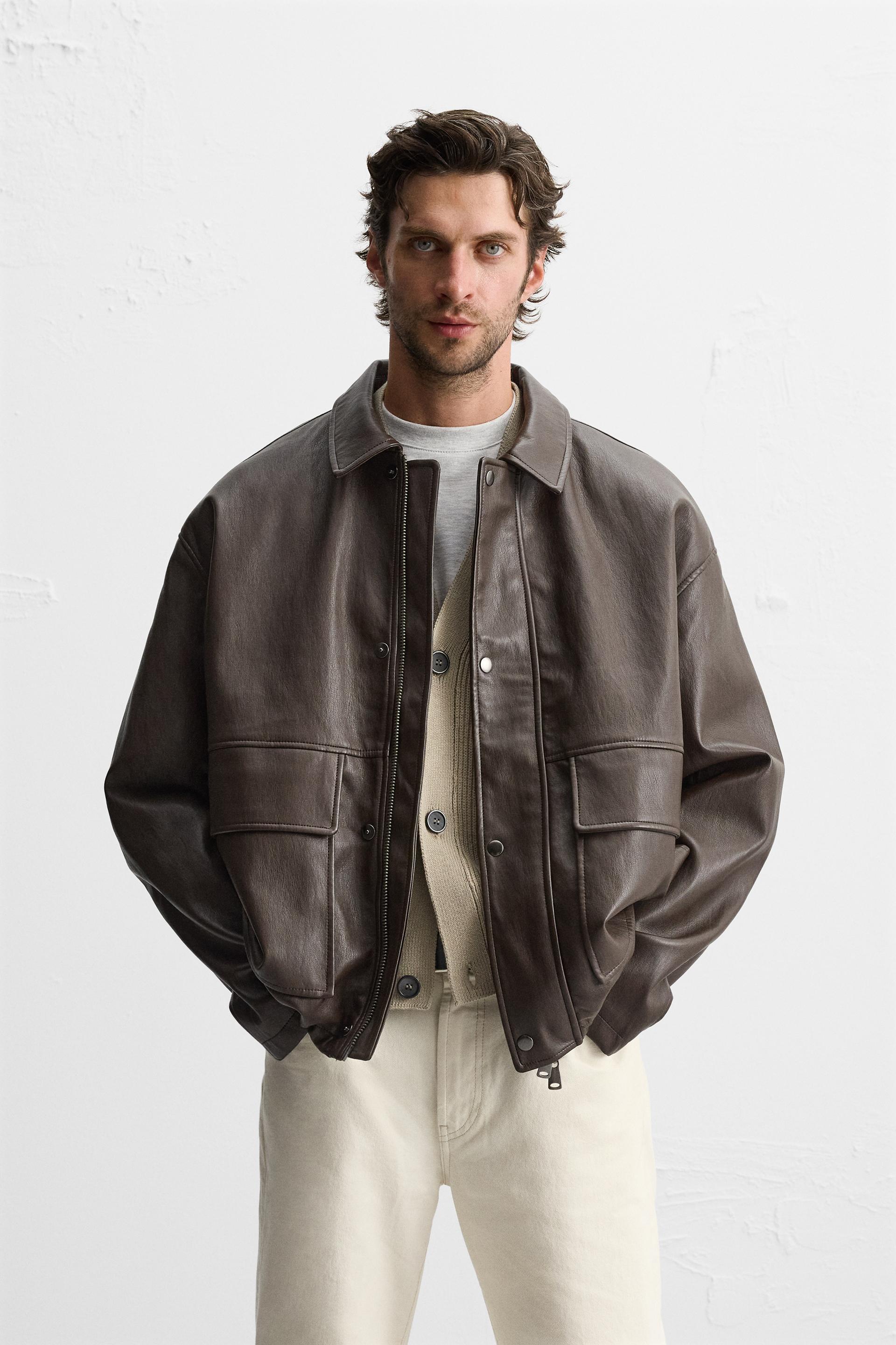 FAUX LEATHER POCKET JACKET Brown ZARA United States