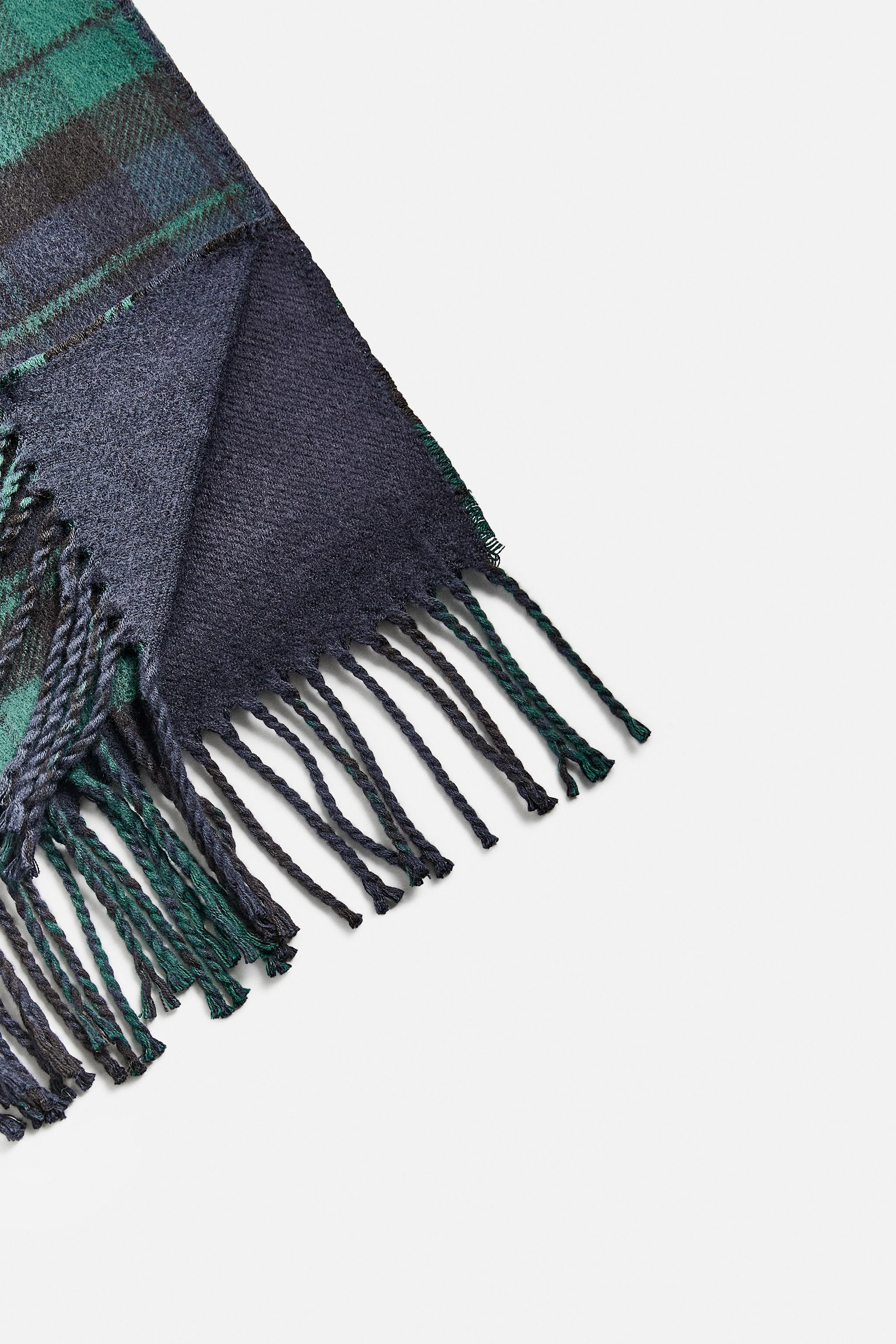 PLAID COMBINATION SCARF - Ink blue | ZARA United States PLAID COMBINATION SCARF - Ink blue | ZARA United States