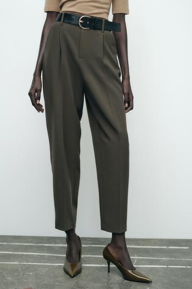 PANTALÓN CARROT CINTURÓN - Khaki oscuro de Zara