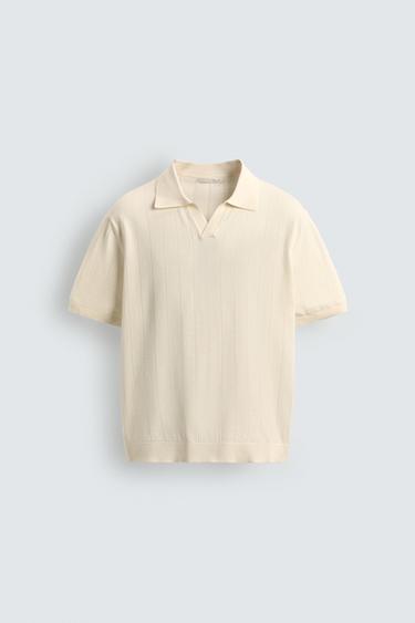 Zara PLETENA POLO MAJICA REGULAR KROJA – Ekru
