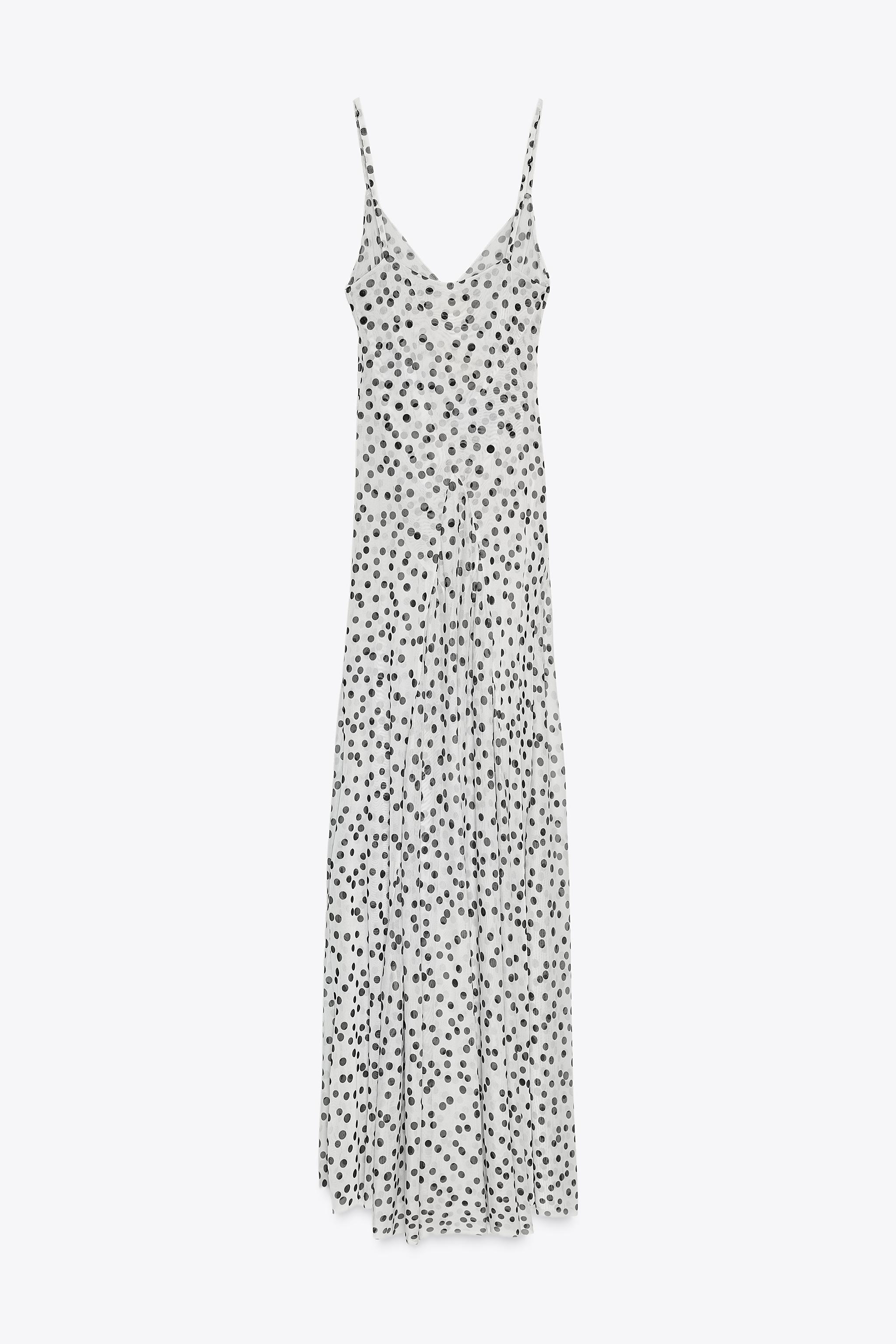 ZARA ドット柄ロングワンピース 5039/226 POLKA DOT MAXI DRESS - Black / White | ZARA United States