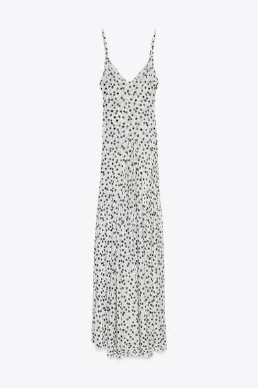 ROBE LONGUE À POIS - Blanc / Noir de Zara - Image 6