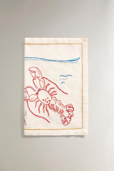 SET DE TABLE BRODERIE LANGOUSTE - Bleu de Zara - Image 1