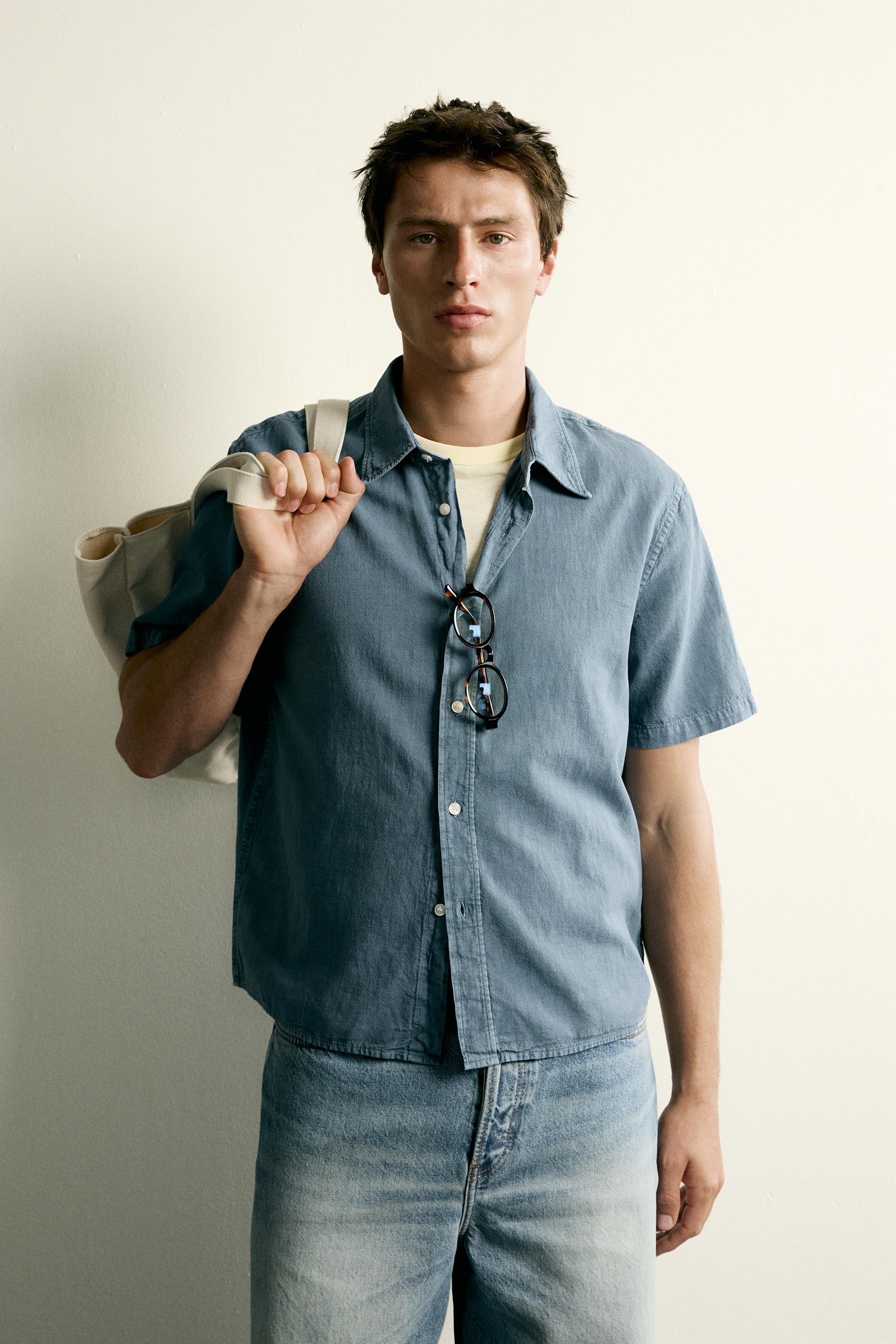 COTTON LINEN BLEND REGULAR FIT SHIRT
