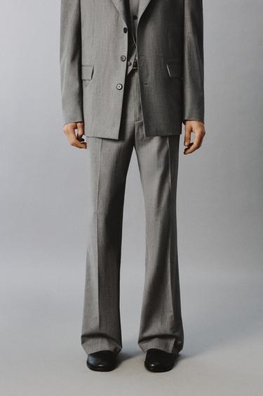 PINSTRIPE FLARE SUIT TROUSERS - Grey by Zara