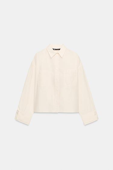 CAMISA POPELÍN BOLSILLOS ZW COLLECTION - Crema de Zara