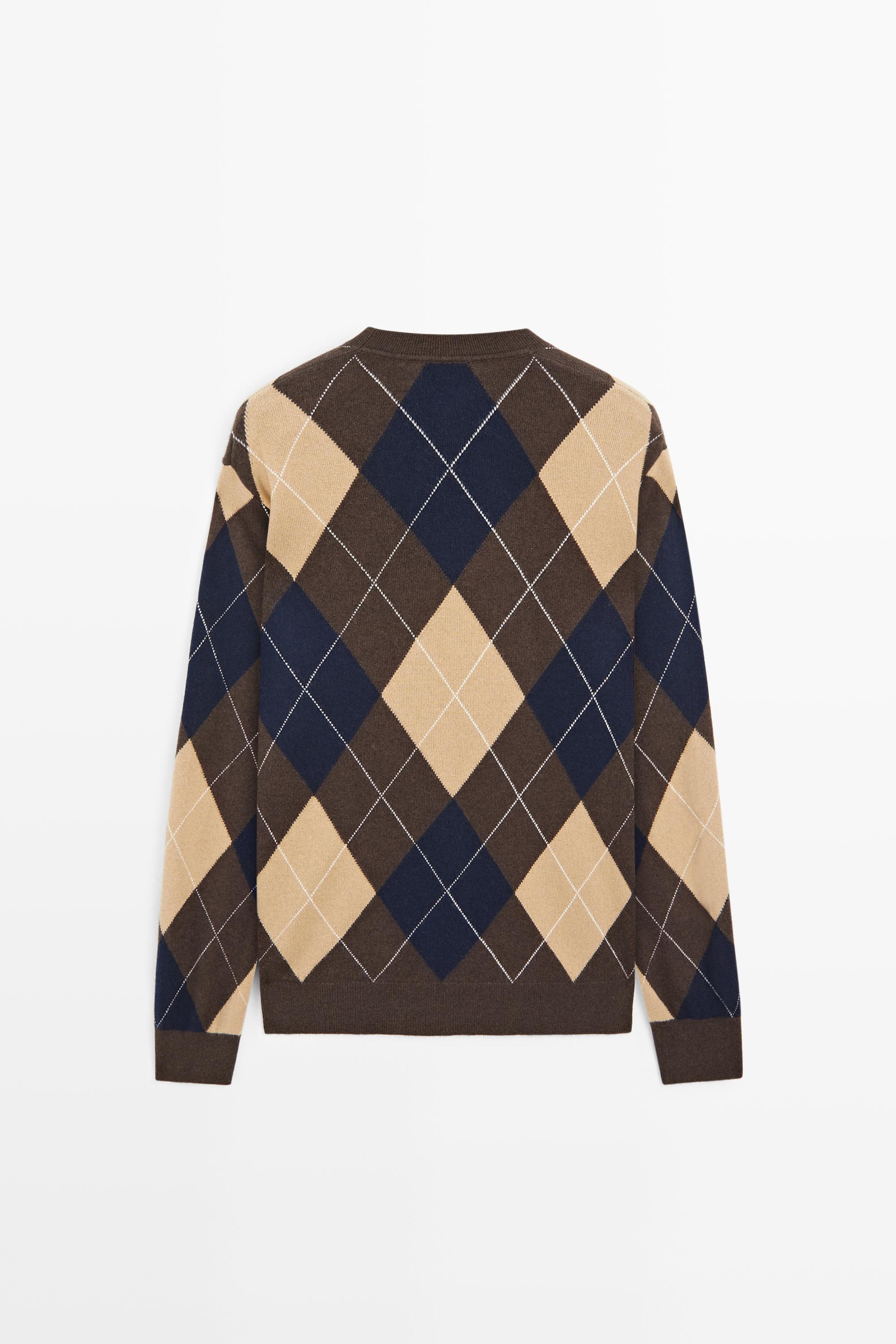 Pull en maille à losanges avec de la laine