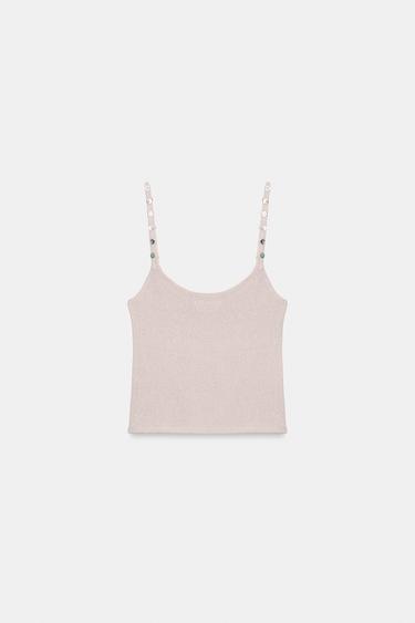 BUTTONED BIAS CUT KNIT TOP - Sand by Zara - Image 4