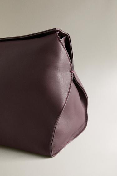 MINIMALIST LEATHER WASH BAG - Burgundy Red by Zara - Image 4