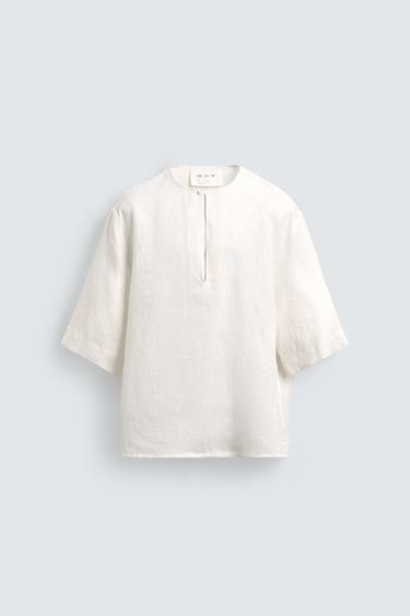 100% LINEN RELAXED FIT SHIRT - Oyster-white by Zara