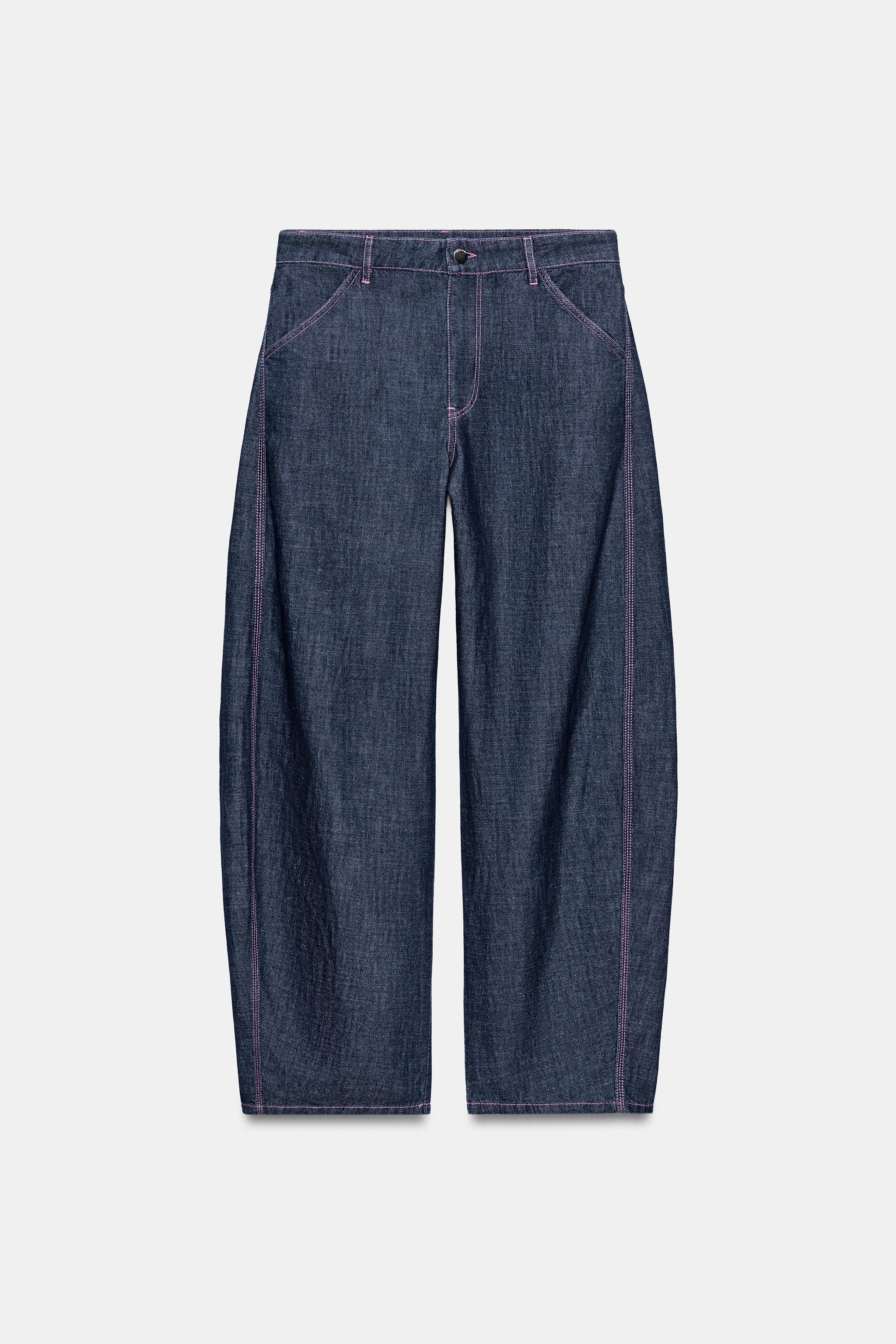 Zara KETEN KARIŞIMLI BARREL PANTOLON görsel 6