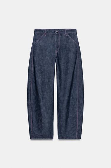 LINEN BARREL TROUSERS - Indigo by Zara - Image 8